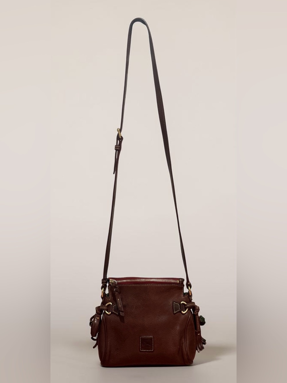 Dooney & Bourke Florentine Small Tassel Crossbody Bag Chestnut Brown Leather